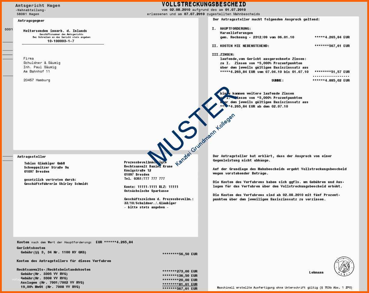 Modisch 17 Widerspruch Mahnbescheid Musterbrief