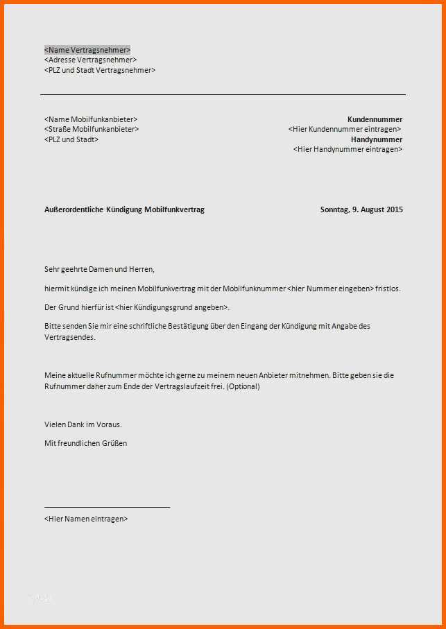 Modisch 1und1 Kündigung Vorlage