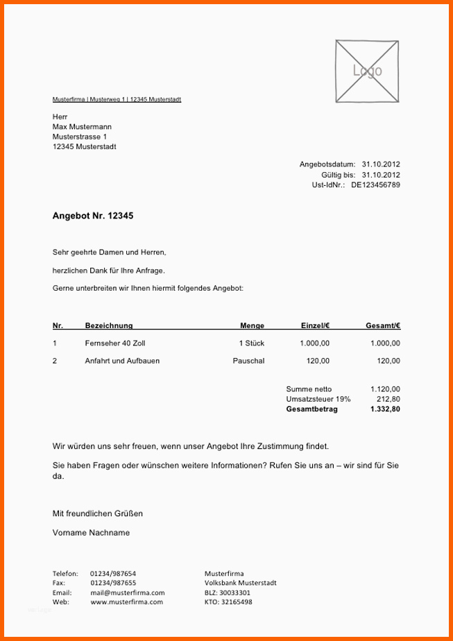 Modisch Angebotvorlage Kostenlos Zum Download Von Lexoffice