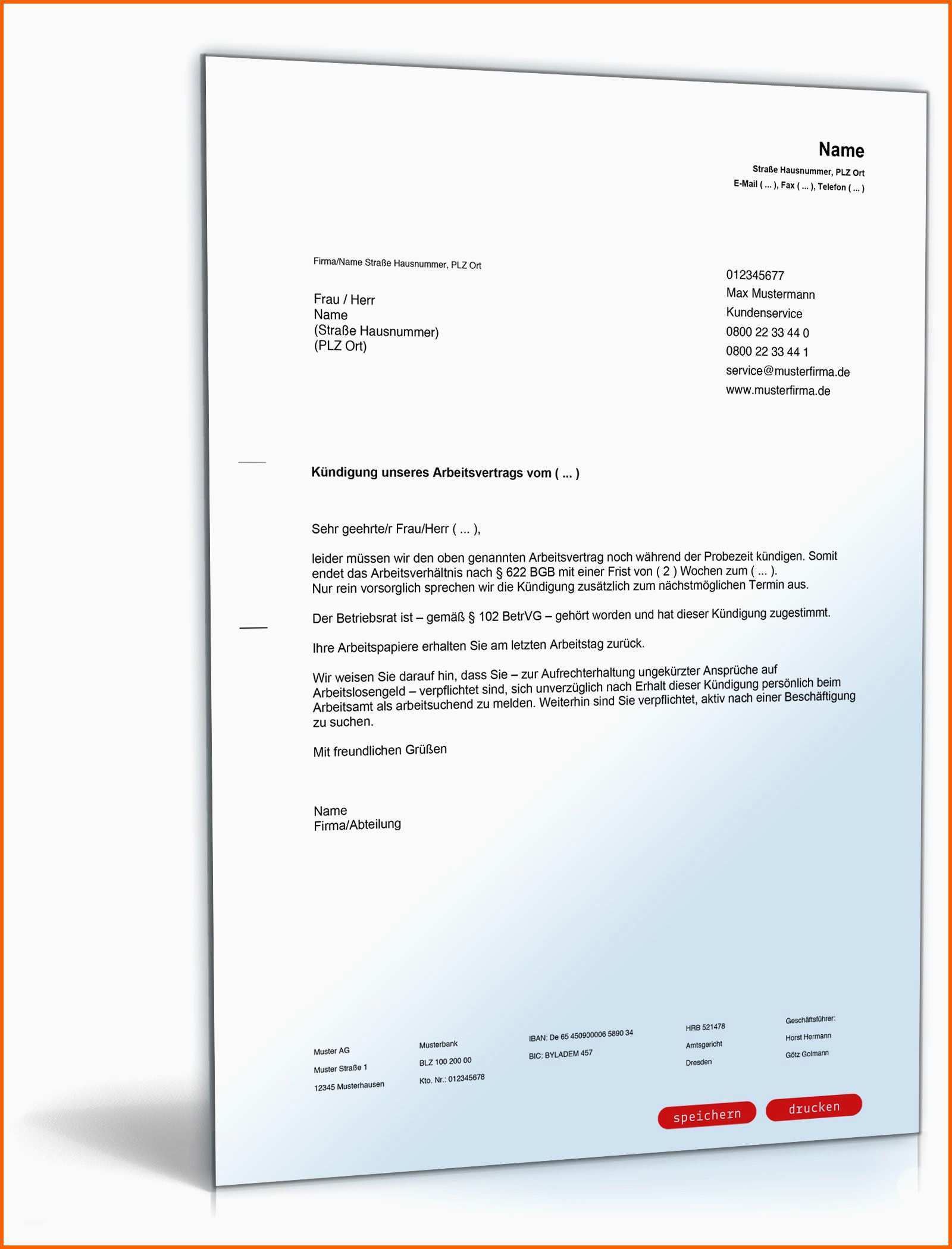 Modisch Arbeitnehmer Kündigung Vorlage Wko