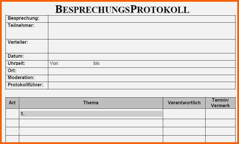 Modisch Besprechungsprotokoll Vorlage Word Genial Vorteilspaket