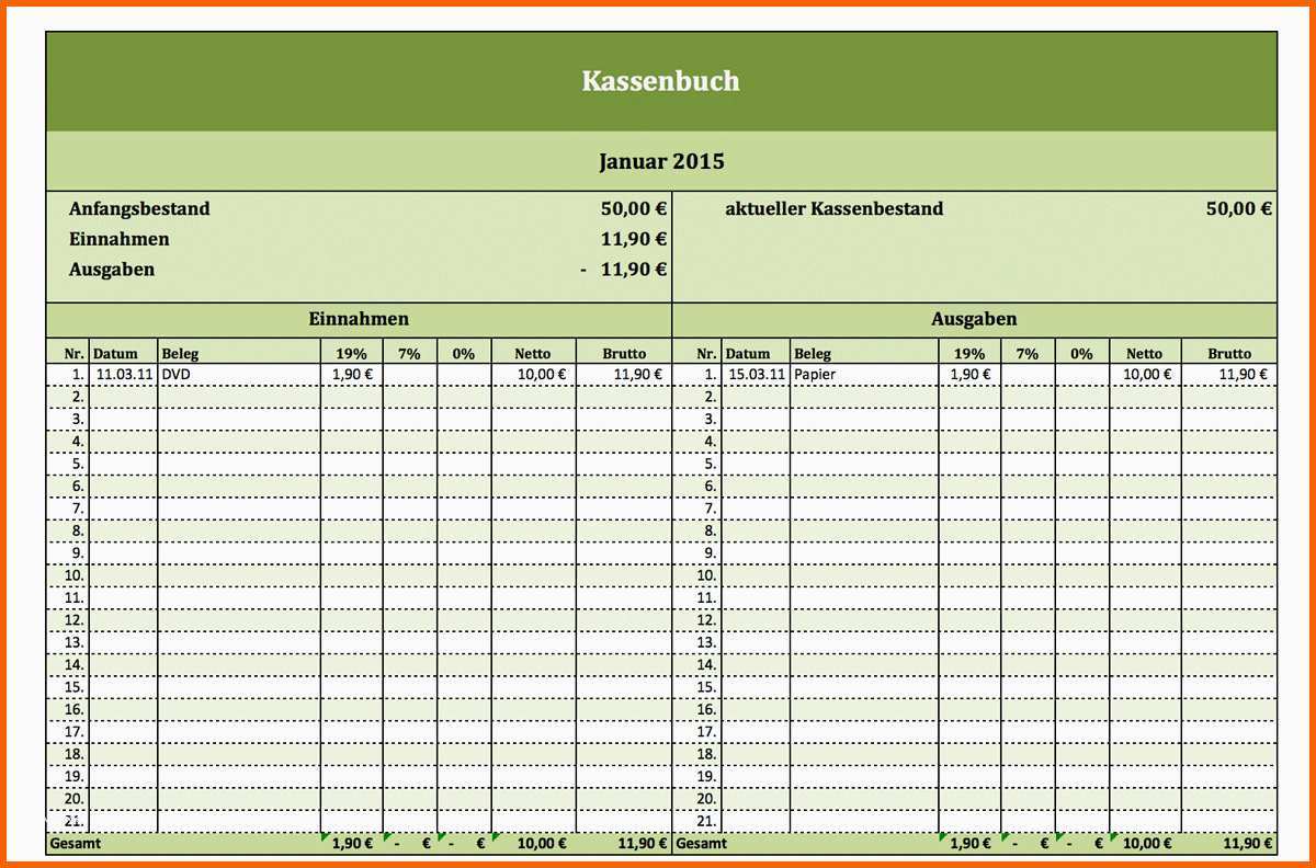 Modisch Buchhaltung Excel Vorlage Gratis