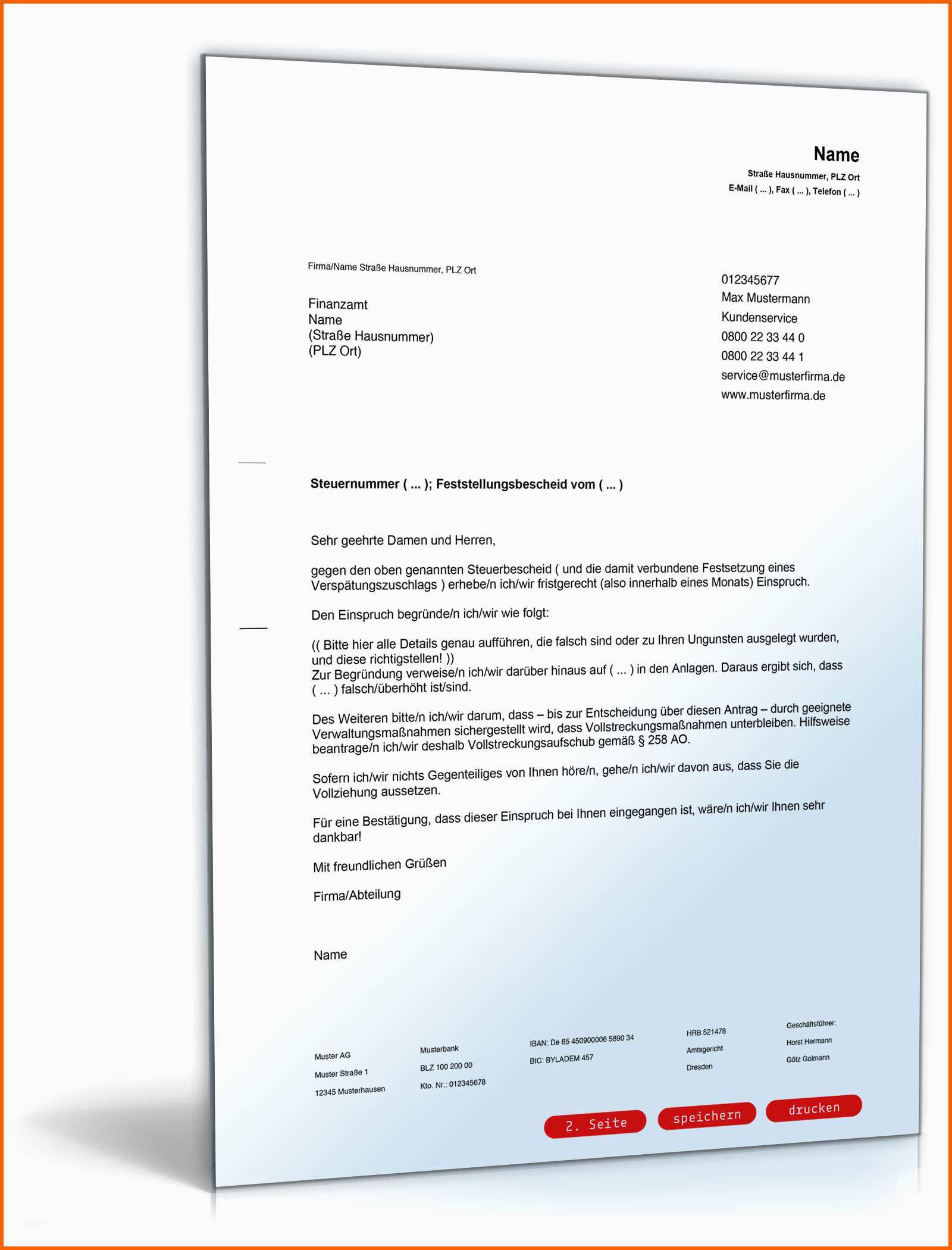 Modisch Einspruch Gegen Einen Steuerbescheid Allgemein