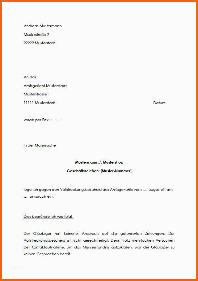 Modisch Einspruch Vollstreckungsbescheid Muster Zum Download