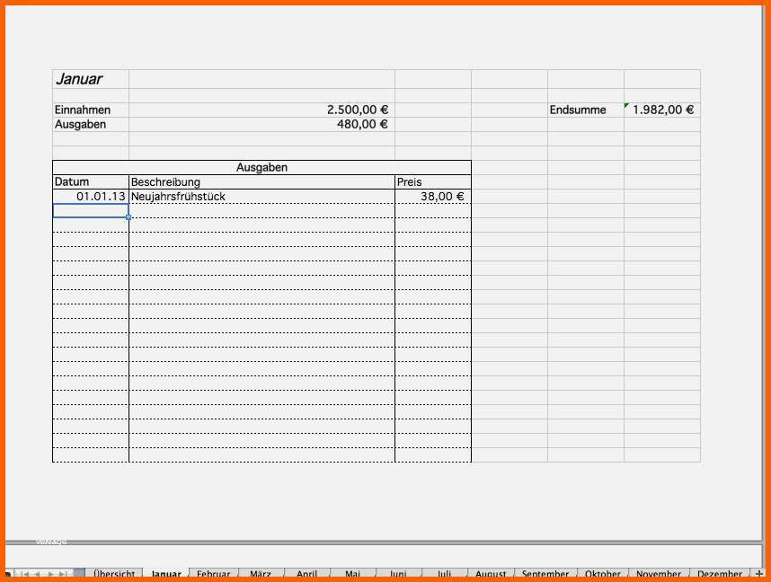 Modisch Excel Tabelle Einnahmen Ausgaben Vorlage Best