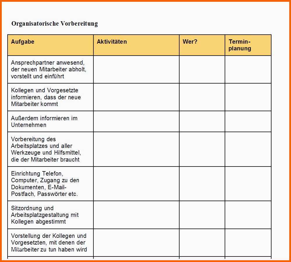 Modisch Frisches Einarbeitungsplan Neuer Mitarbeiter Muster