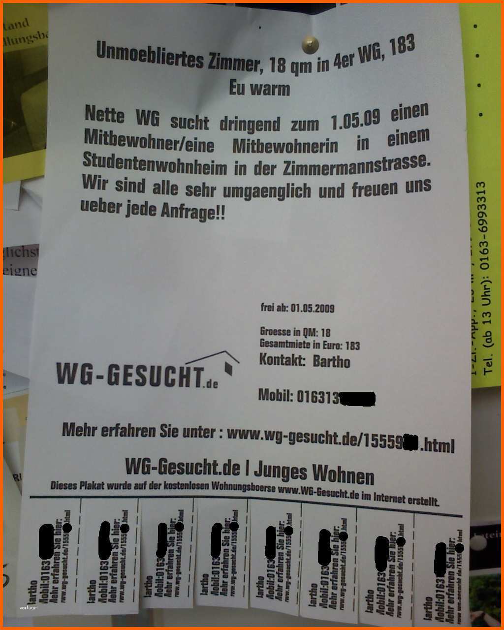 Modisch Ganz Seriöse Zimmeranzeige Mit Vordruck Aus Dem Internet