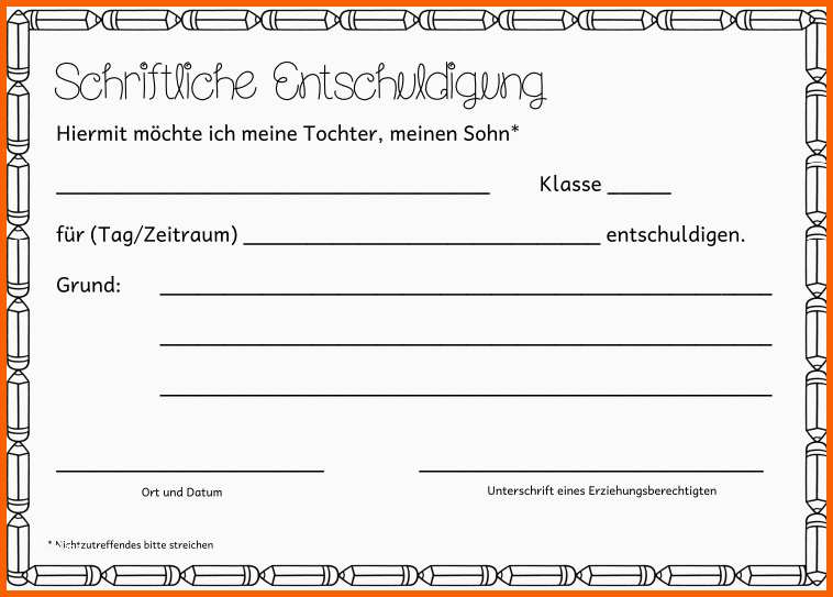 Modisch Ideenreise Entschuldigungsformulare