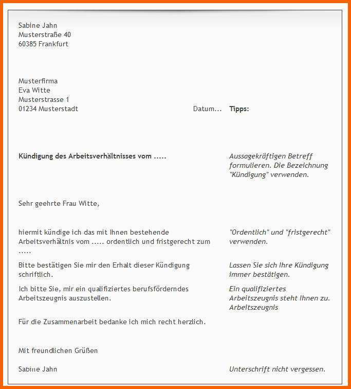 Modisch Kündigungsschreiben Arbeitnehmer Vorlage Download