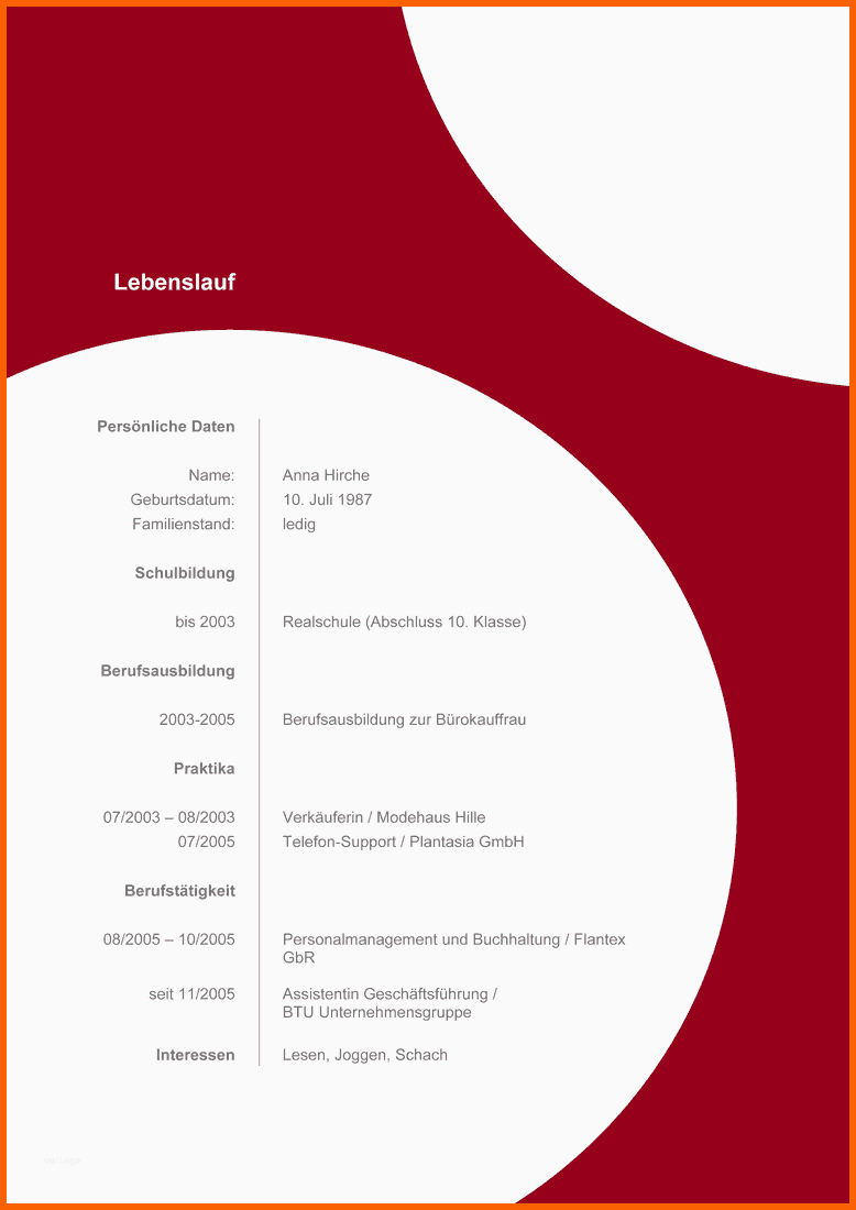 Modisch Lebenslauf formular Zum Ausdrucken Lebenslauf Beispiel