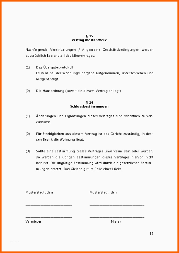 Modisch Mietvertrag Wohnung Muster Zum Download