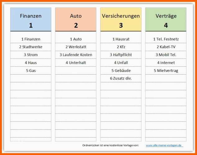 Modisch ordnerrücken Vorlage Download