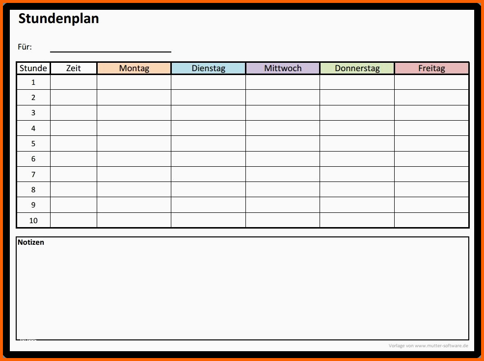 Modisch Stundenplan Vorlage