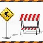 Modisch Unter Vektor Vorlage Mit Warnung Straßenschild Barriere