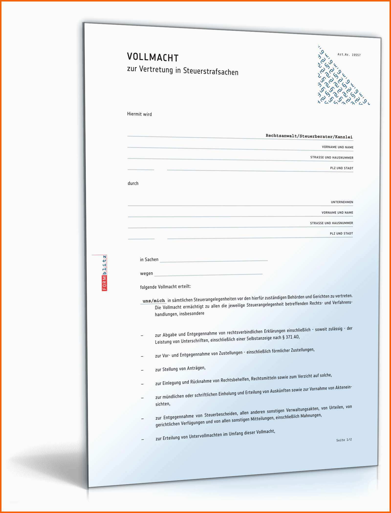 Modisch Vollmacht Steuersachen 1 Modisch Vollmacht Steuersachen