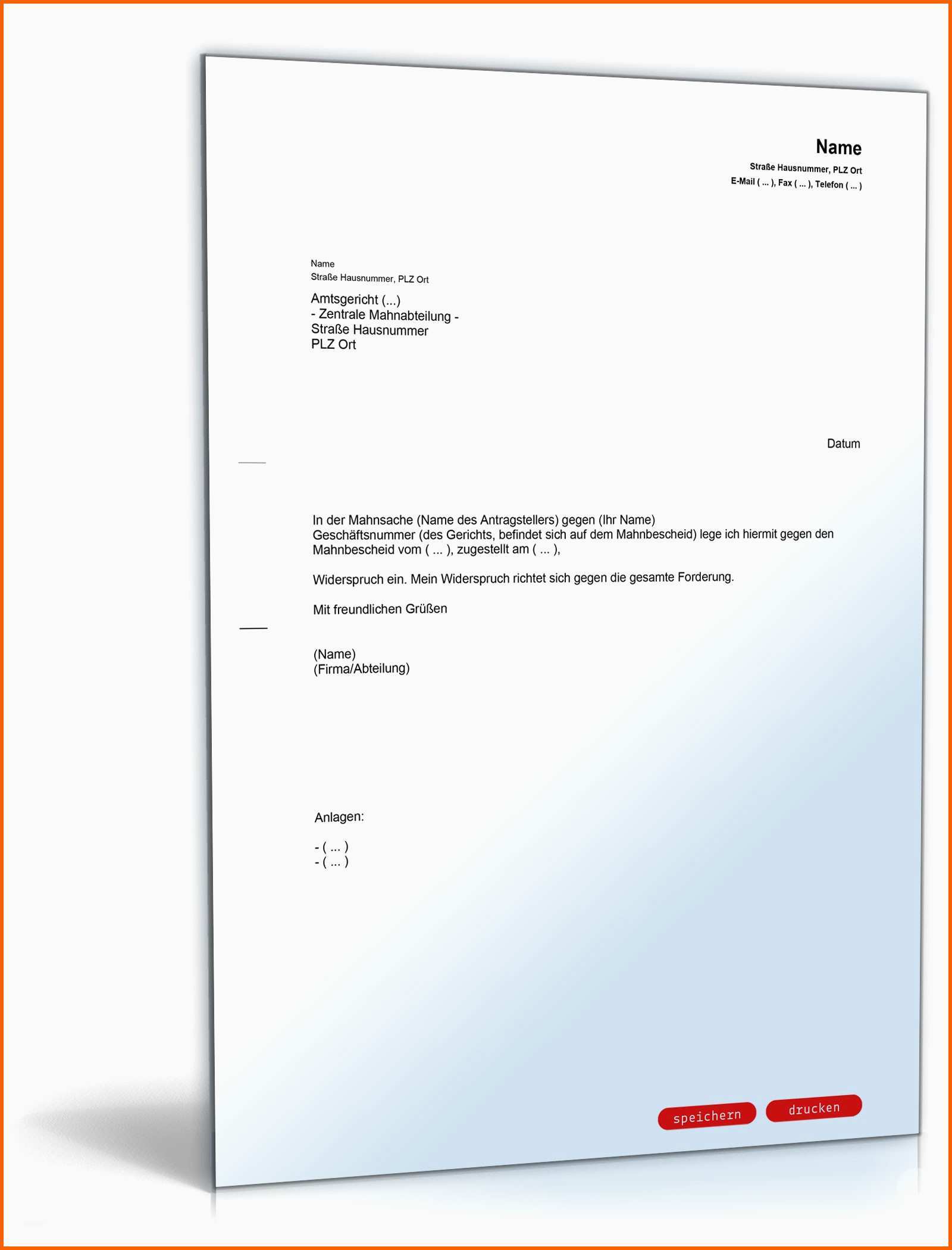 Modisch Widerspruch Mahnbescheid