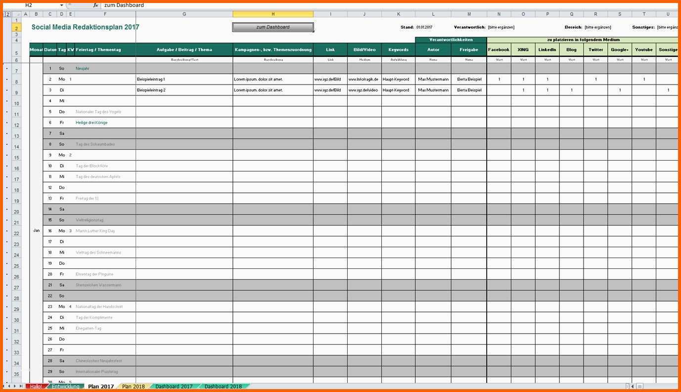 Neue Version 10 Mediaplan Vorlage