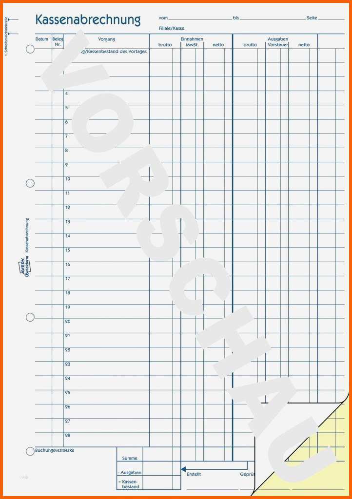 15 kassenabrechnung vorlage