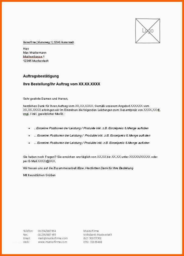 Neue Version 20 Bestellung Musterbrief Vorlage