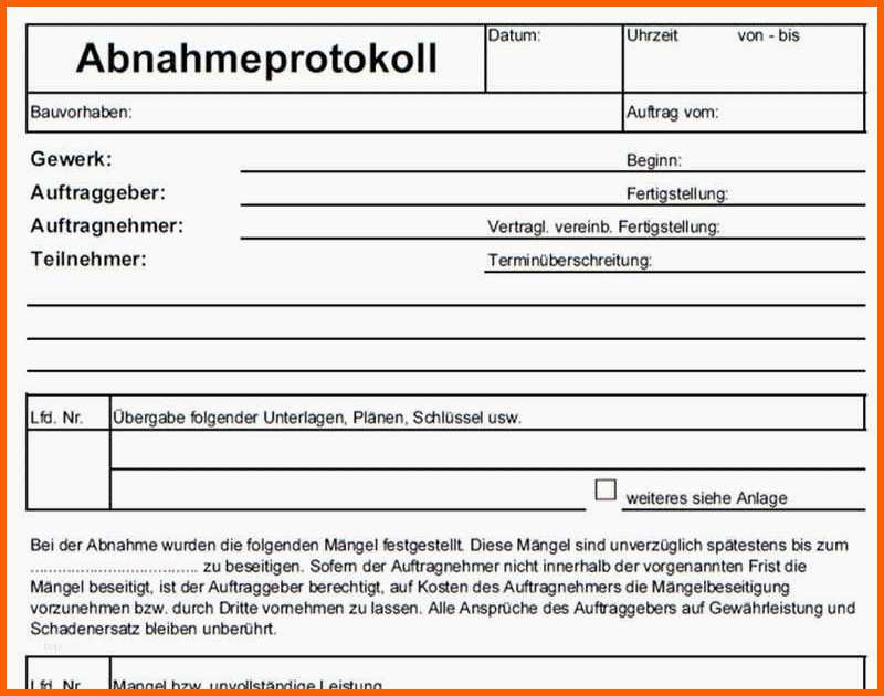 Neue Version Abnahmeprotokoll Vorlage Kostenlos Papacfo