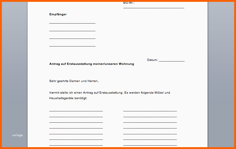 Neue Version Antrag Vorlage Erstausstattung MÖbel Fürs Jobcenter