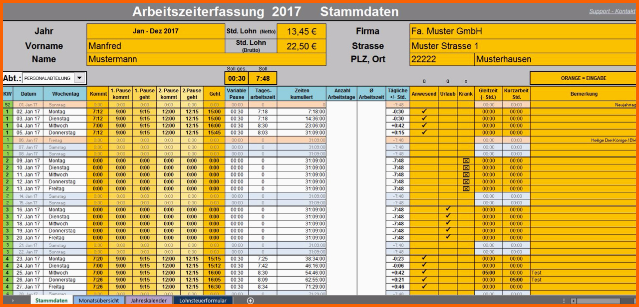 Neue Version Arbeitszeiterfassung 2019 Variable Pause