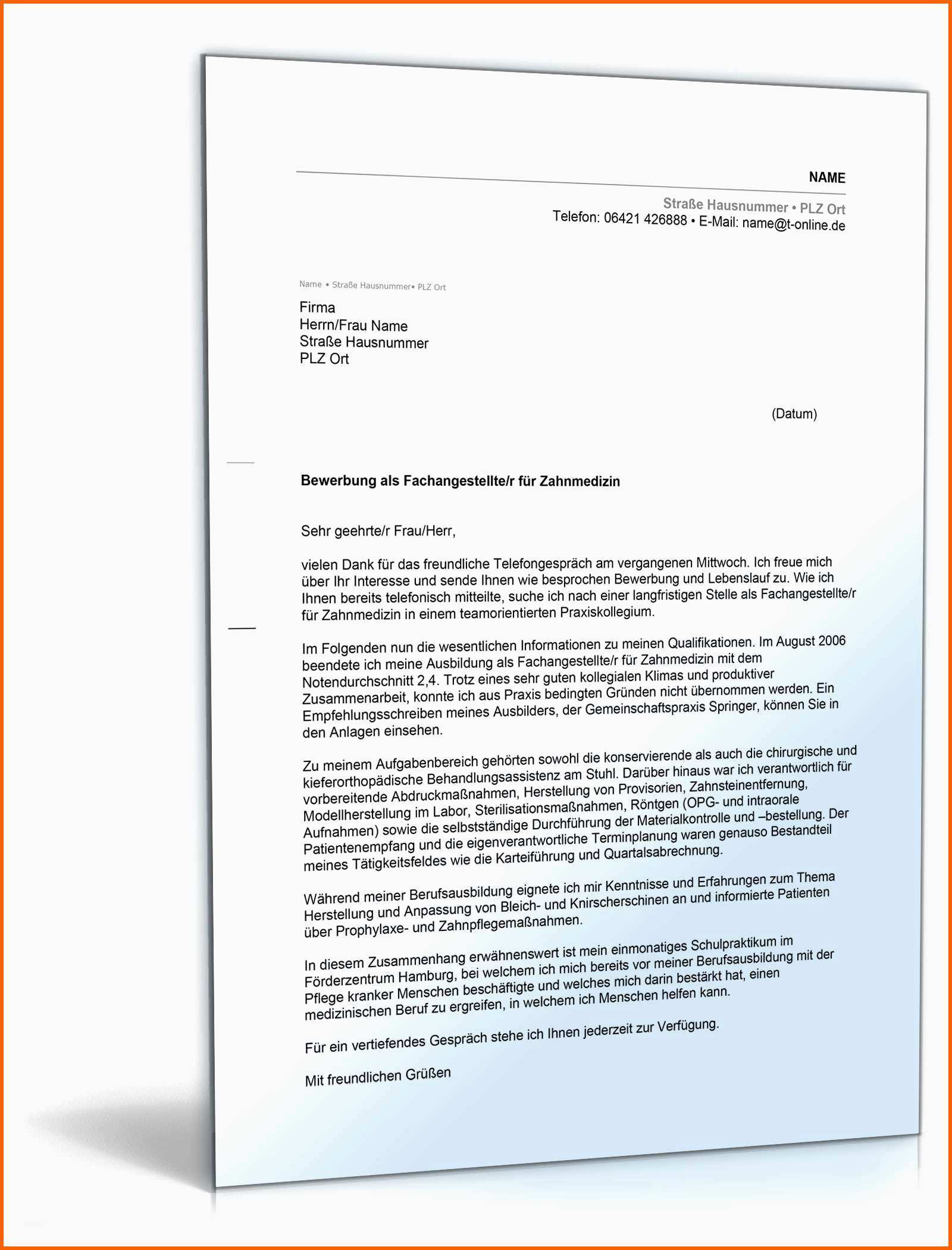 Neue Version Bewerbung Ausbildung Verkäuferin Vorlage