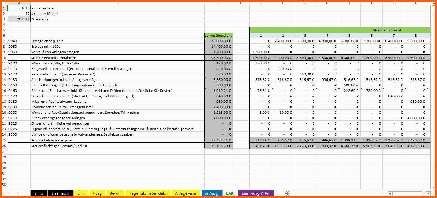 Neue Version Buchhaltung Kleinunternehmer Muster Excel Vorlage Ear Für