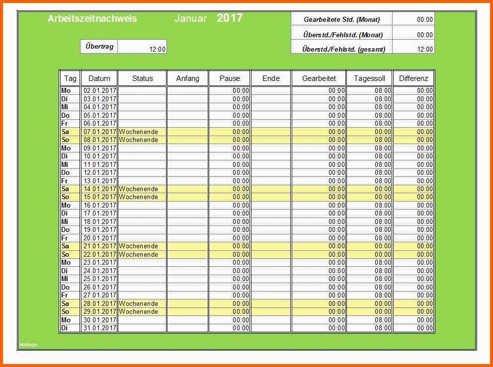 Neue Version Datev Vorlage Zur Dokumentation Der Täglichen Arbeitszeit