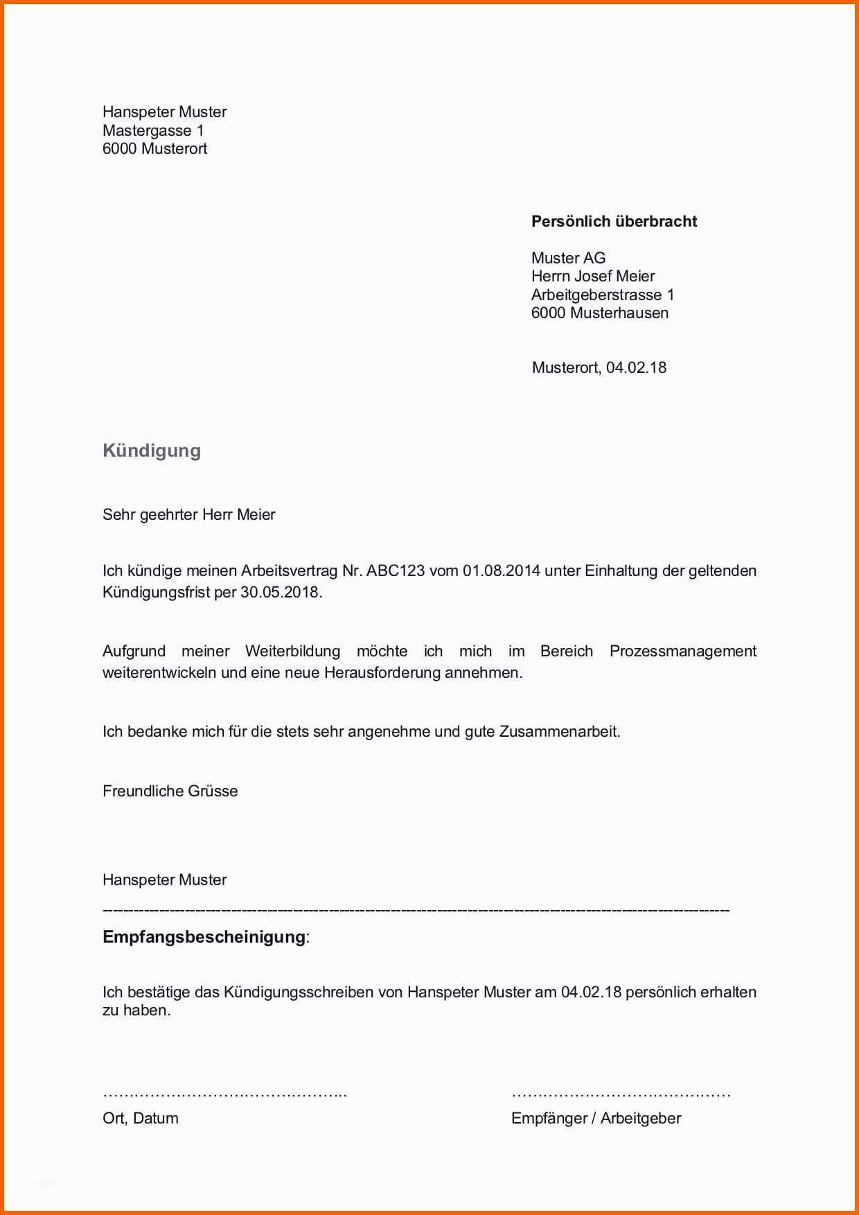 Neue Version Die Fabelhaften Muster Kündigungsschreiben Arbeitnehmer