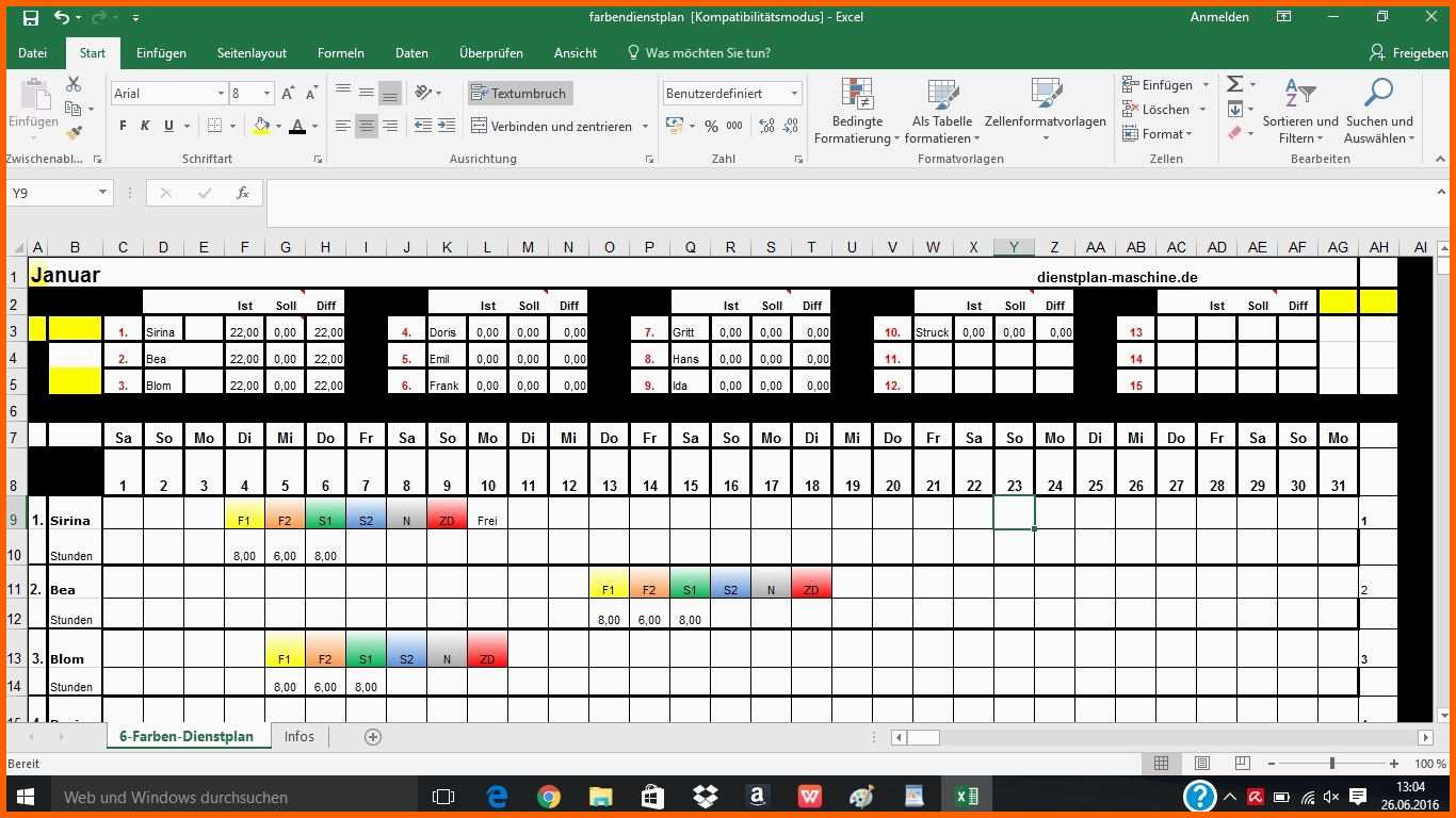 Neue Version Dienstplan Vorlage Excel - Vorlagen Komplett ...