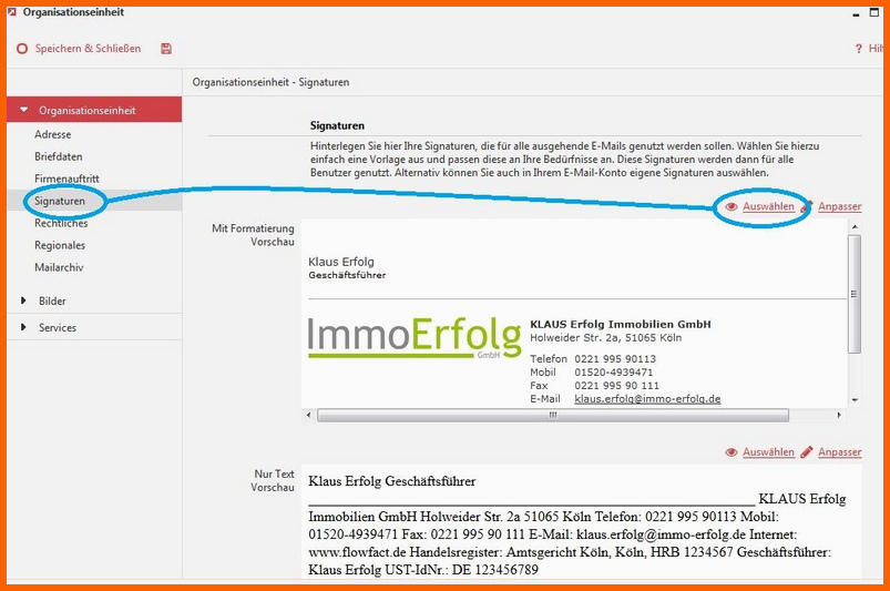 Neue Version E Mail Signatur Auswählen Einstellen – Flowfact Happy
