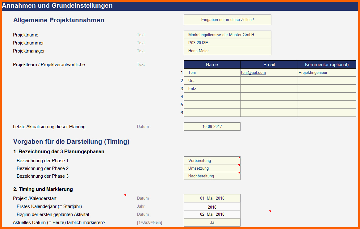 Neue Version Excel Projektmanagement Paket