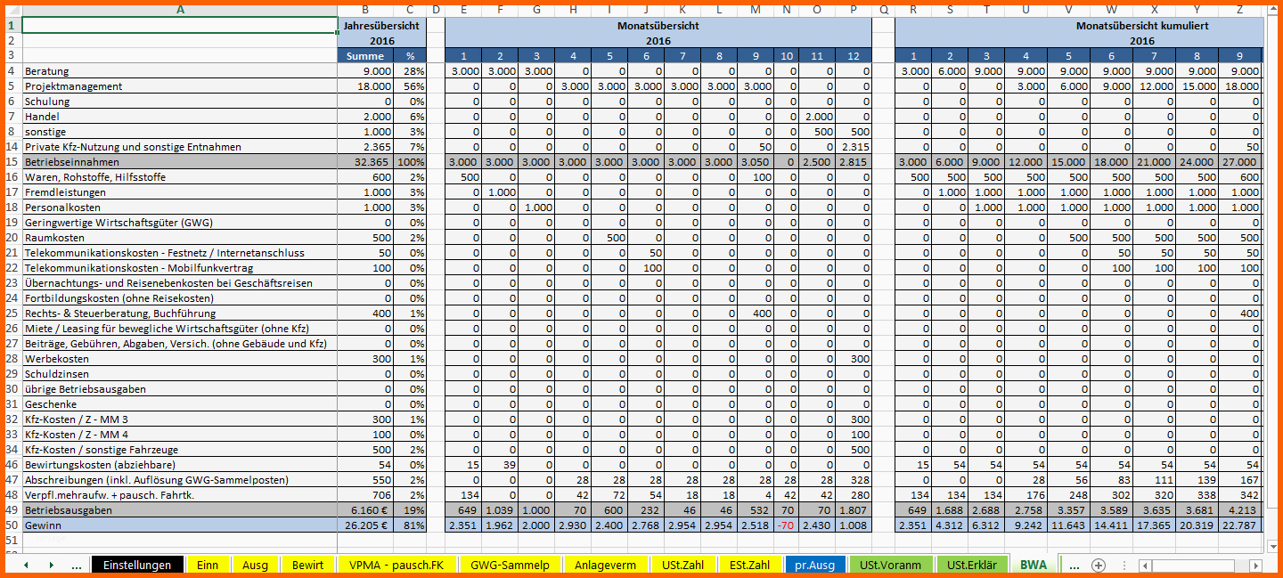 Neue Version Excel Vorlage EÜr 2016 Pierre Tunger
