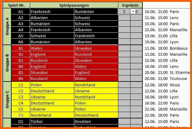 Neue Version Fussballwetten Em 2016 Spielplan Tabelle Für Excel