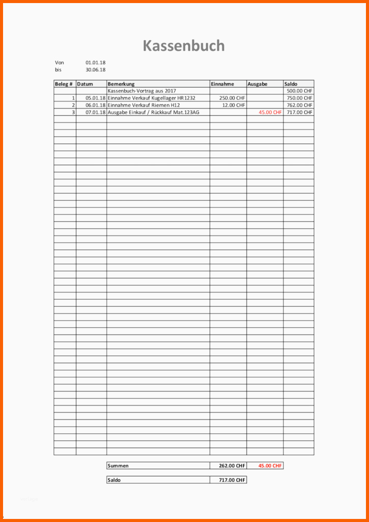 excel kassenbuch vorlage gratis