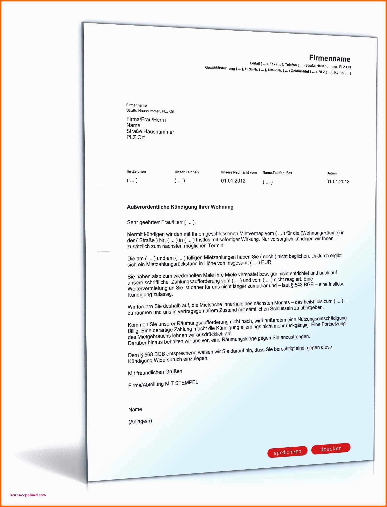 Neue Version Kundigung Arbeitnehmer Vorlage Abc Der Mietnebenkosten