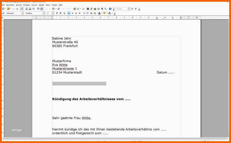 Neue Version Kündigung Arbeitnehmer Vorlage
