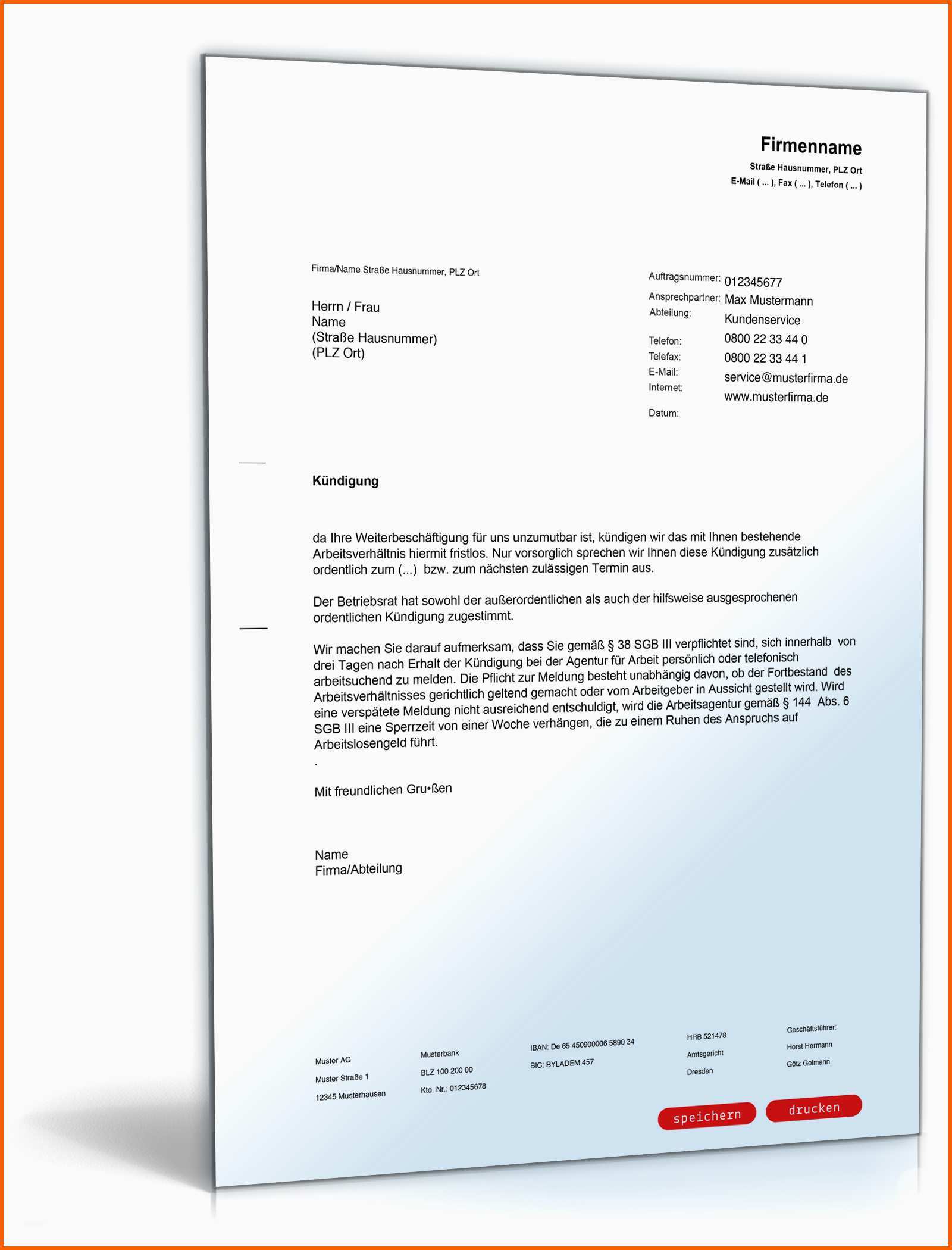 Neue Version Kündigung Arbeitsvertrag Fristlos Arbeitgeber
