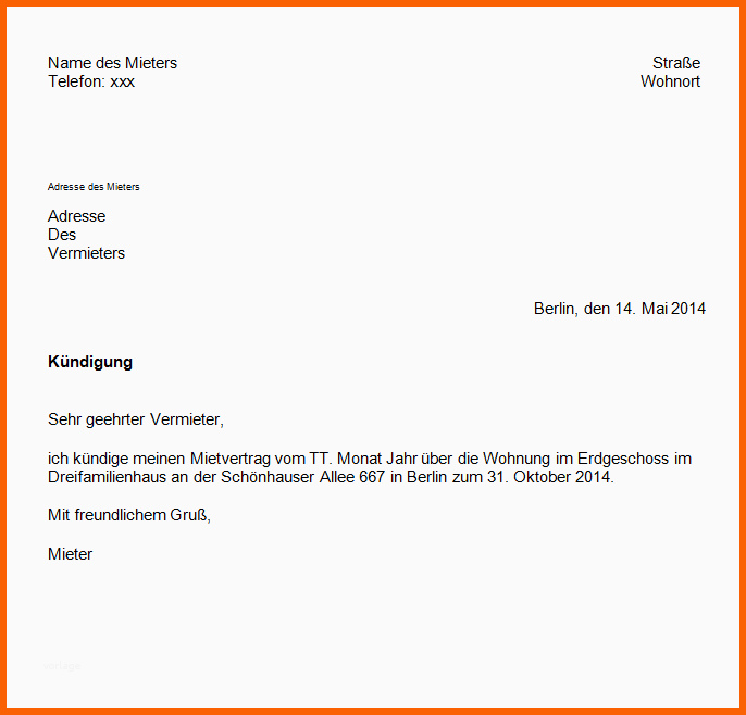 Neue Version Kündigung Eines Mietvertrages Mit Vorlage Ganz Einfach – Giga