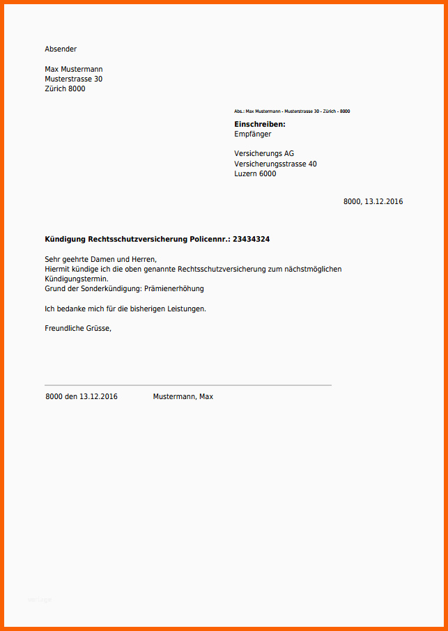 Neue Version Kündigung Für Rechtsschutzversicherung Kostenlos Als Pdf
