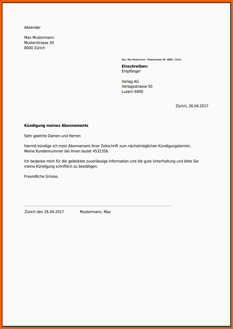 Neue Version Kündigung Für Zeitschrift & Zeitungsabo Online Als Pdf