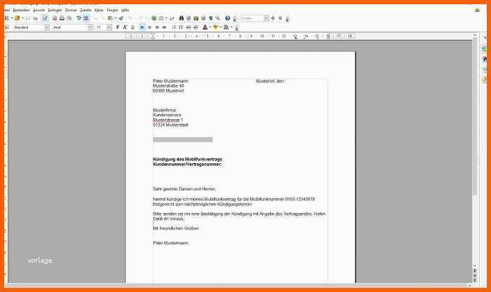 Neue Version Kündigung Handyvertrag Vorlage Download