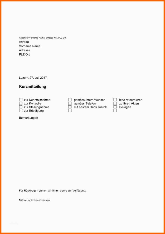 Neue Version Kurzbrief Muster Kurzbrief Vorlage Word Zum Ausdrucken