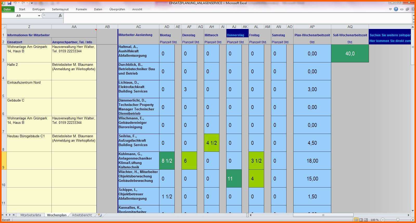 Neue Version Mitarbeiter Einsatzplanung Gebäude Und Anlagenservice