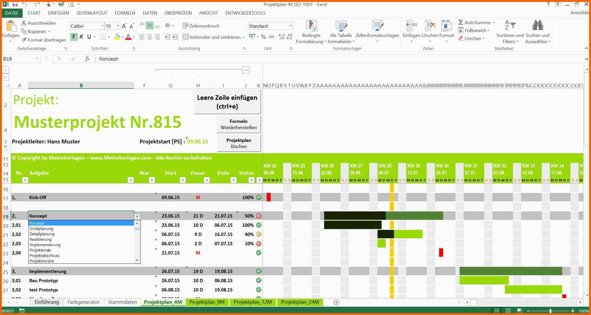 Neue Version Monatsplaner Excel