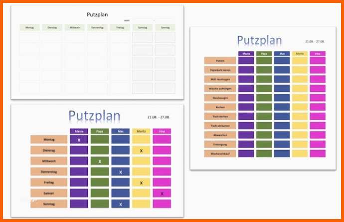 Neue Version Putzplan Vorlage Familie Schule Wg