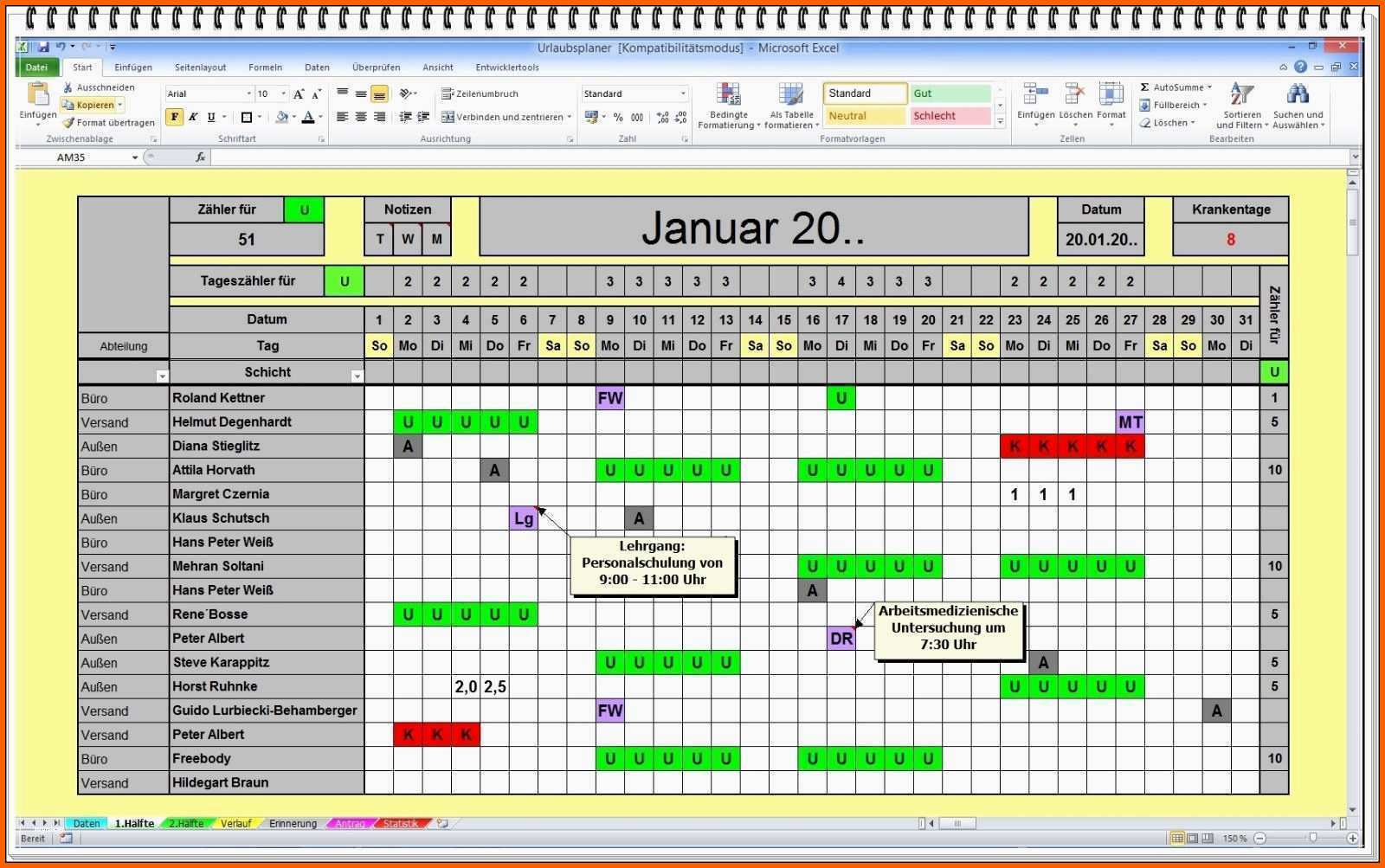 Neue Version Schichtplan Excel Vorlage Best Urlaubsplaner