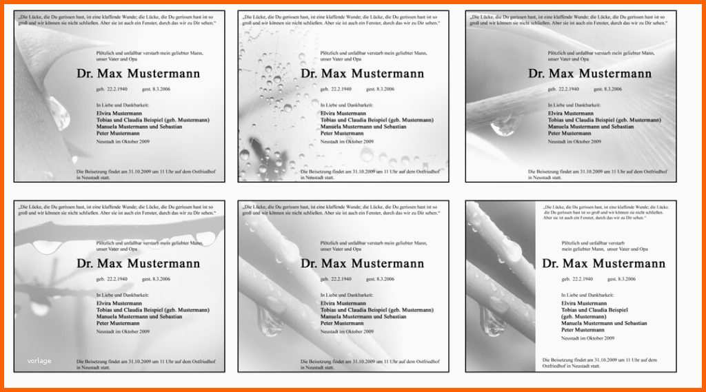 Neue Version Stilvolle todesanzeigen & Traueranzeigen Gestalten 20