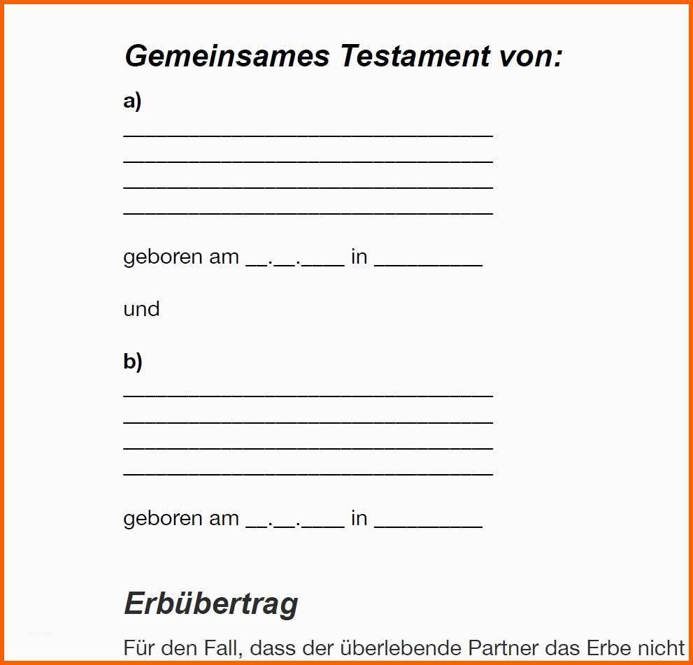Neue Version Testament Vorlage Testament Vorlage